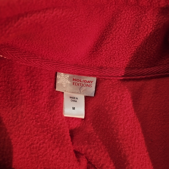 Holiday Editions Womens Red Zip Up Vest with Christmas Tree Embroidery Size M - Picture 6 of 11